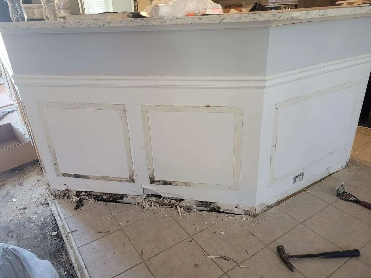 Water damage and mold on kitchen during Storm Damage Restoration in Hillsdale